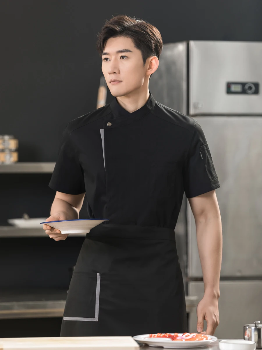 Summer Short Sleeve Chef Uniform Thin Cook s Clothes for Restaurant Hotel Kitchen Workwear