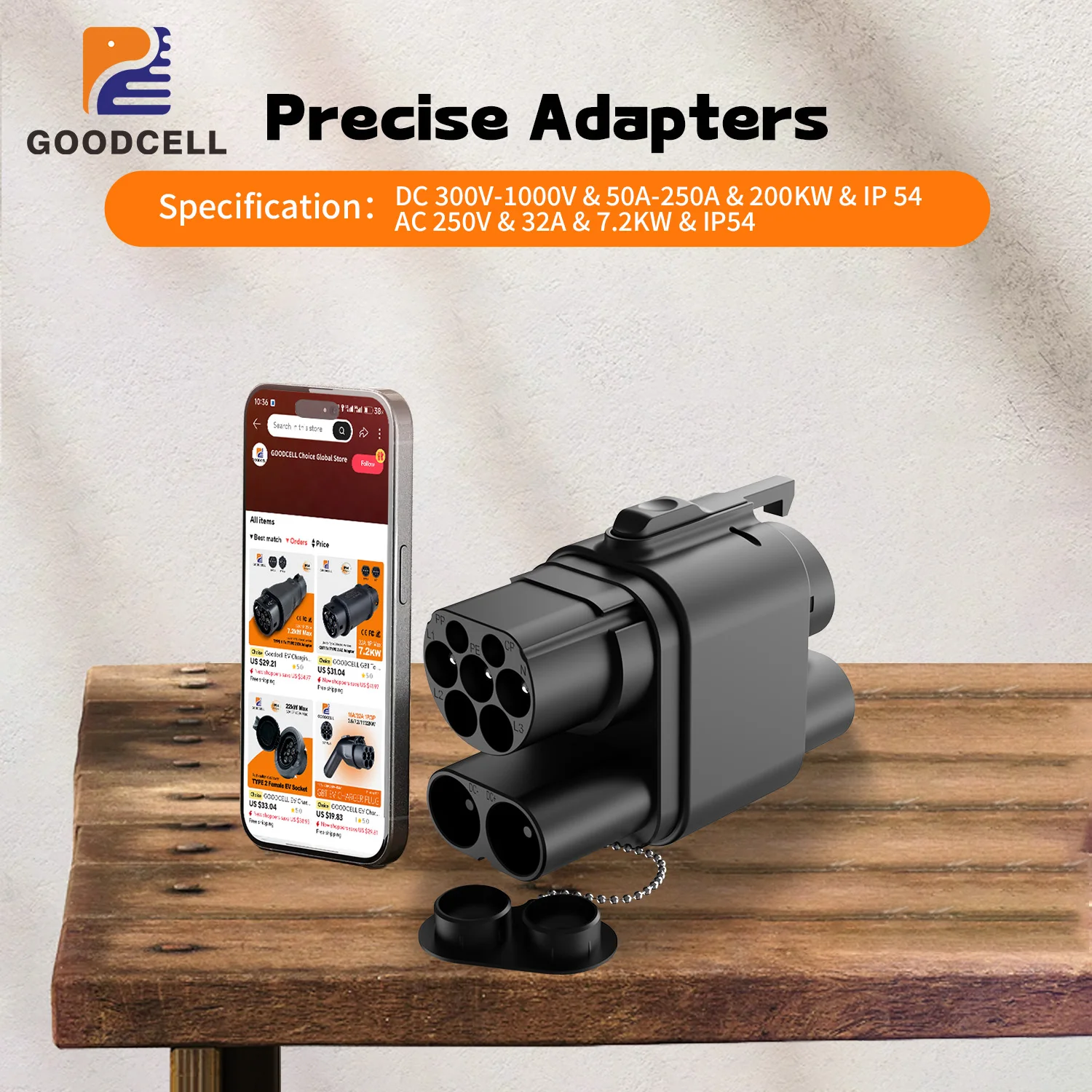 

Адаптер GOODCELL CCS2 к CCS1 AC/DC 7,2 кВт/200 кВт от зарядного устройства CCS2 на зарядное устройство для электромобилей Type1/CCS1 Адаптер постоянного тока для быстрой электромобилей