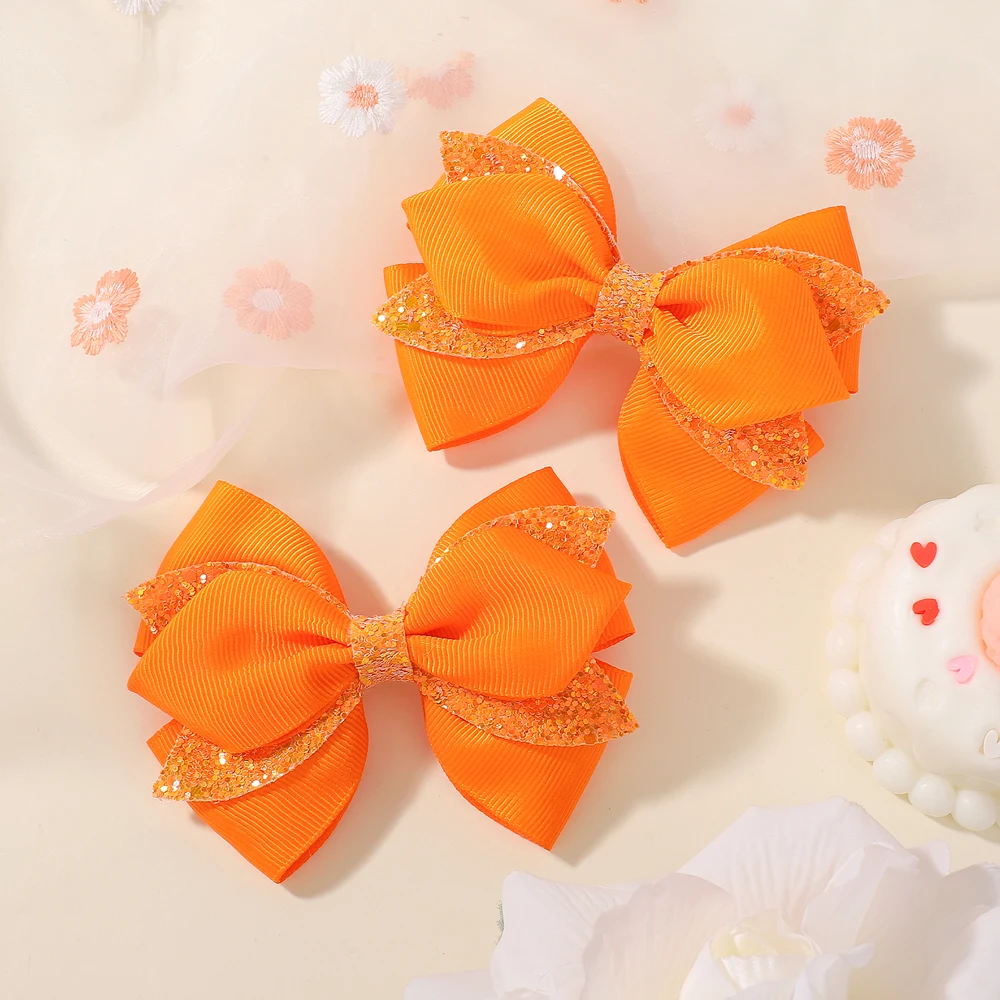 2 stks Nieuwe Pailletten Strikken Haarspeldjes Meisjes Kids glanzende Haarspeld Mode Hoofddeksels Hoofdtooi Kinderen Haaraccessoires Geschenken Groothandel