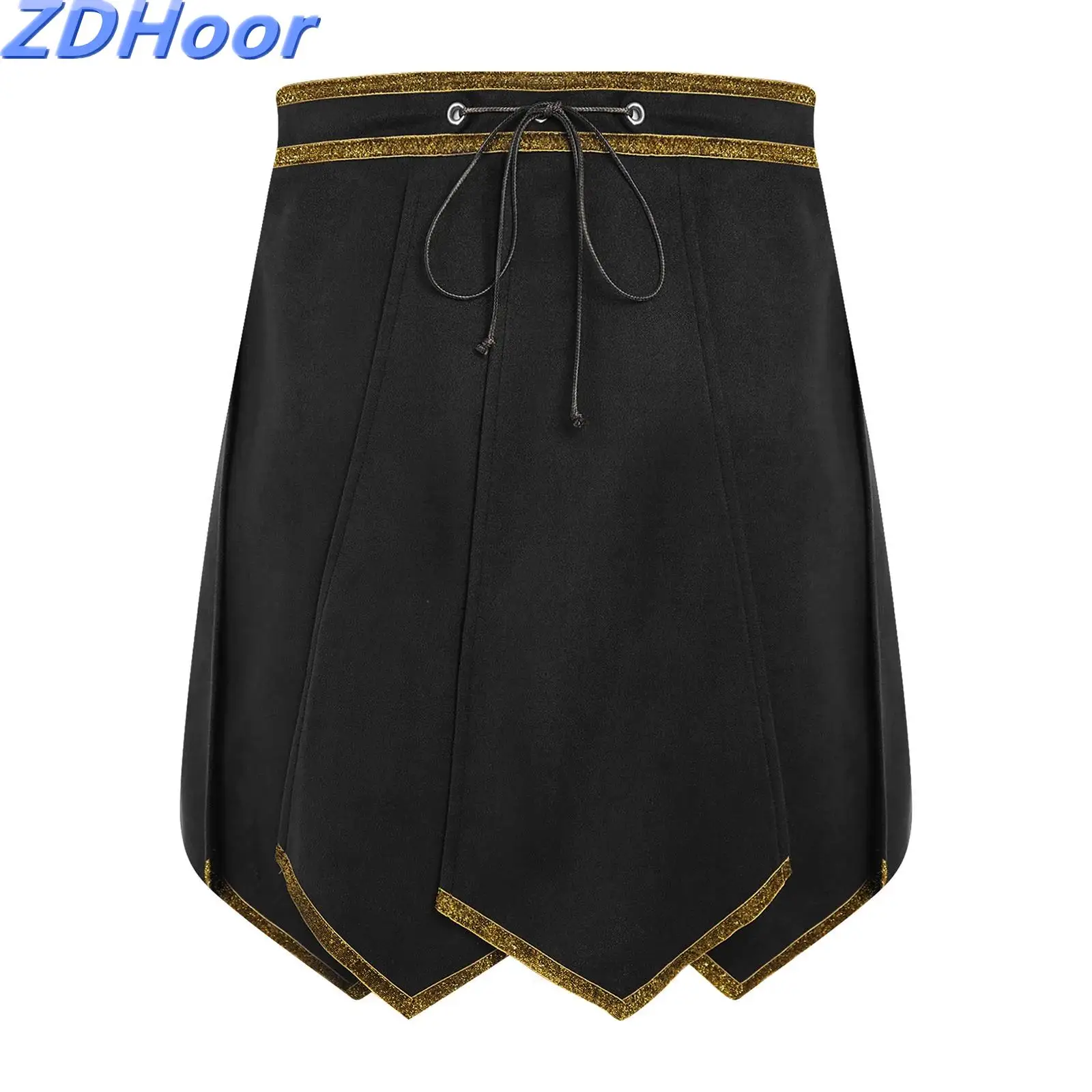 

Men Ancient Roman Belt Skirt Gold Trim Faux Suede Armor Skirt Medieval Greek Warrior Knight Gladiator Skirt Halloween Role Play