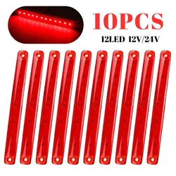 10PCS Красный светодиодный светодиодный светодиодный светодиодный светодиодный фонарь Стоянка боковой фонарь 12LED 24V Грузовик боковой знак прицеп грузовик автобус поворотный сигнал Лам прицеп 12V