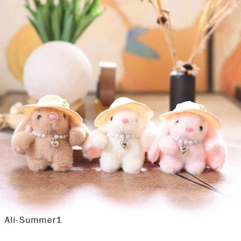 【E】Lindo coelho dos desenhos animados chaveiro de pelúcia doce coelho de pelúcia boneca chaveiro saco pingente mochila pendurado deocration presentes da menina