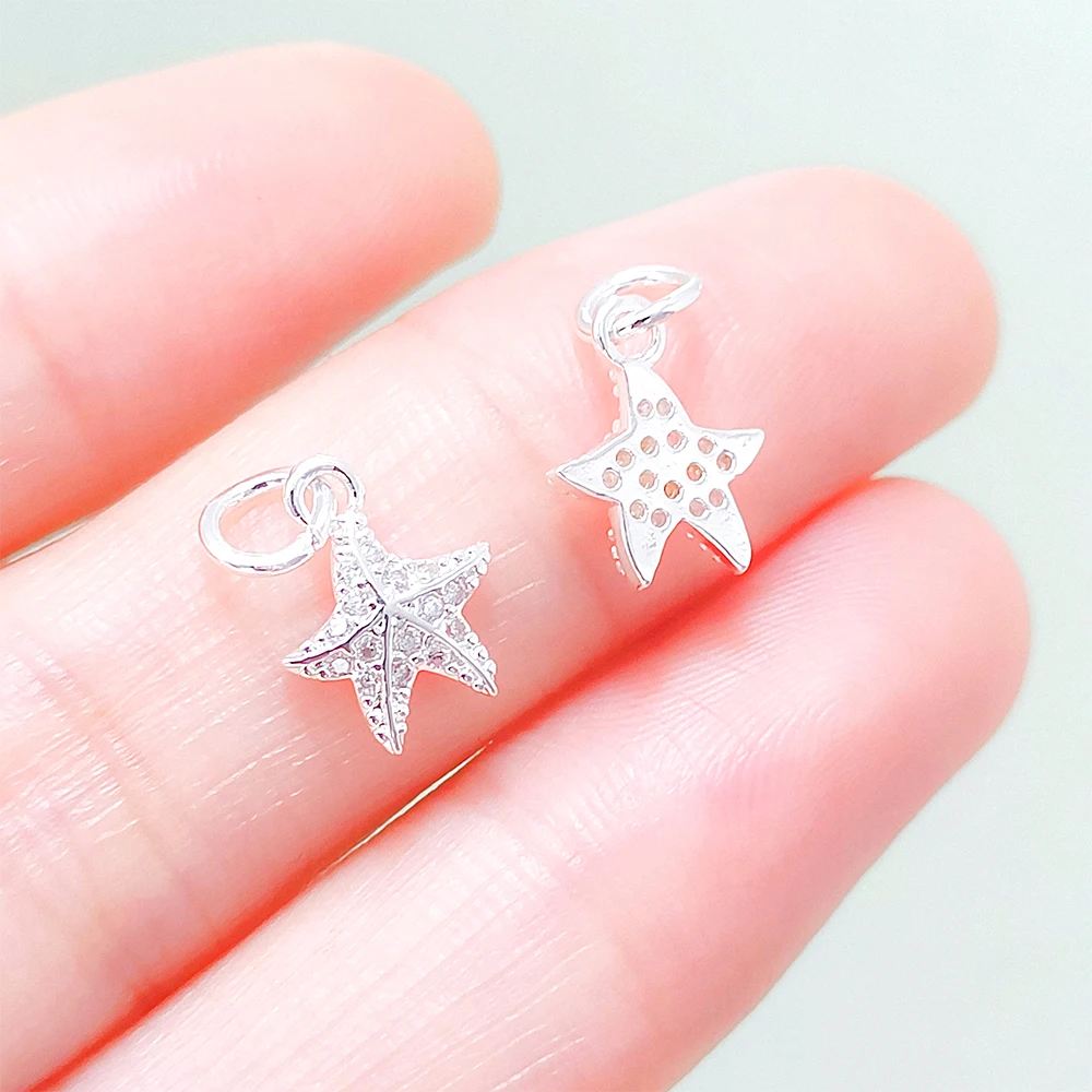 Silver Plated Brass Zircon Inlay Hulu Starfish Exquisite Pendant DIY Jewelry Making Necklace Bracelet Accessories and Materials