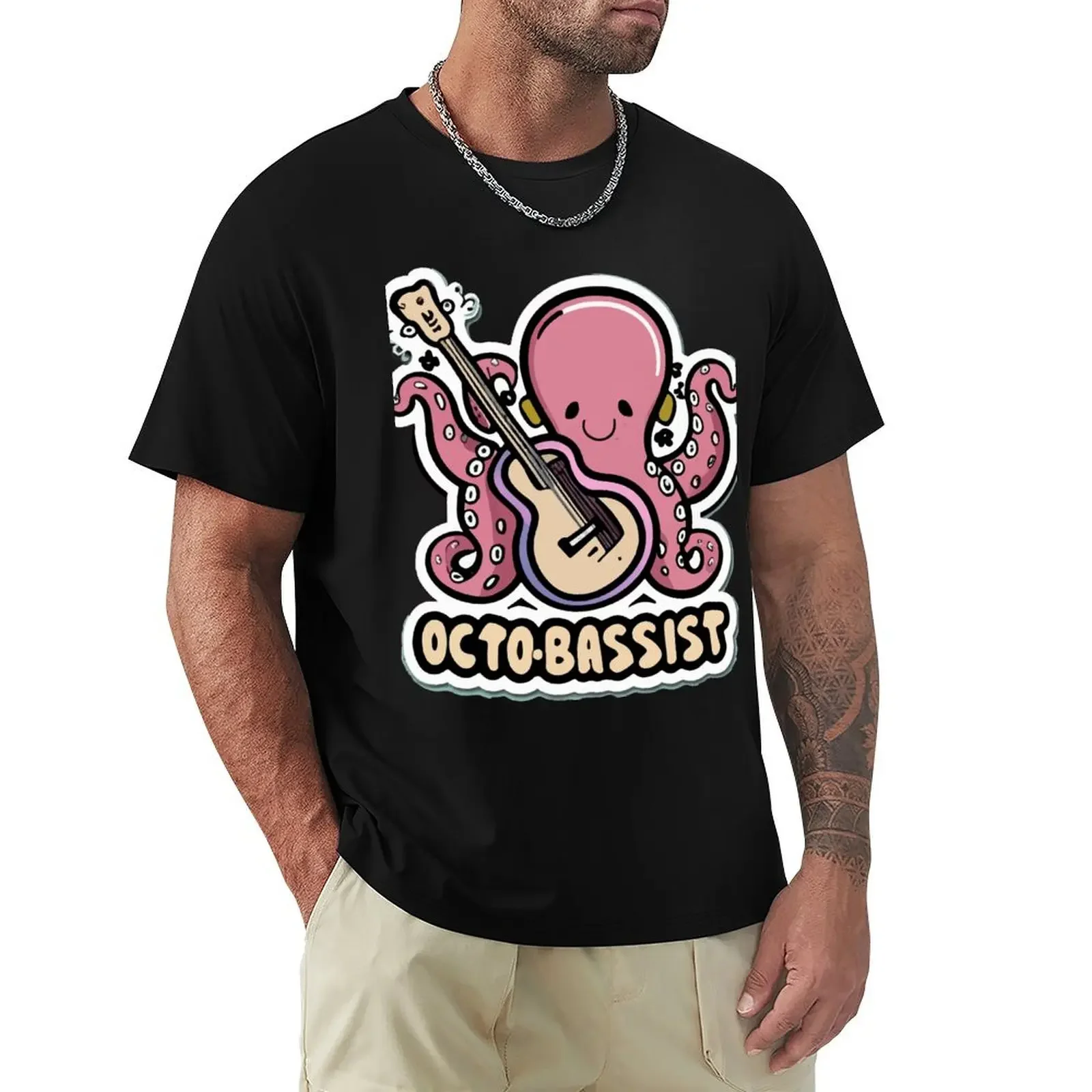 Octo-Bassist - Playful Octopus with Bass Guitar T-Shirt oversized t shirt basketball graphic tees t shirts men