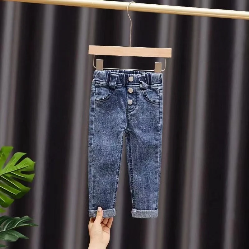 

Children Denim Pants For Baby Girl Jeans Button Toddlers 80-140CM Winter Girls Jeans Kids Autumn Spring Clothes Trousers
