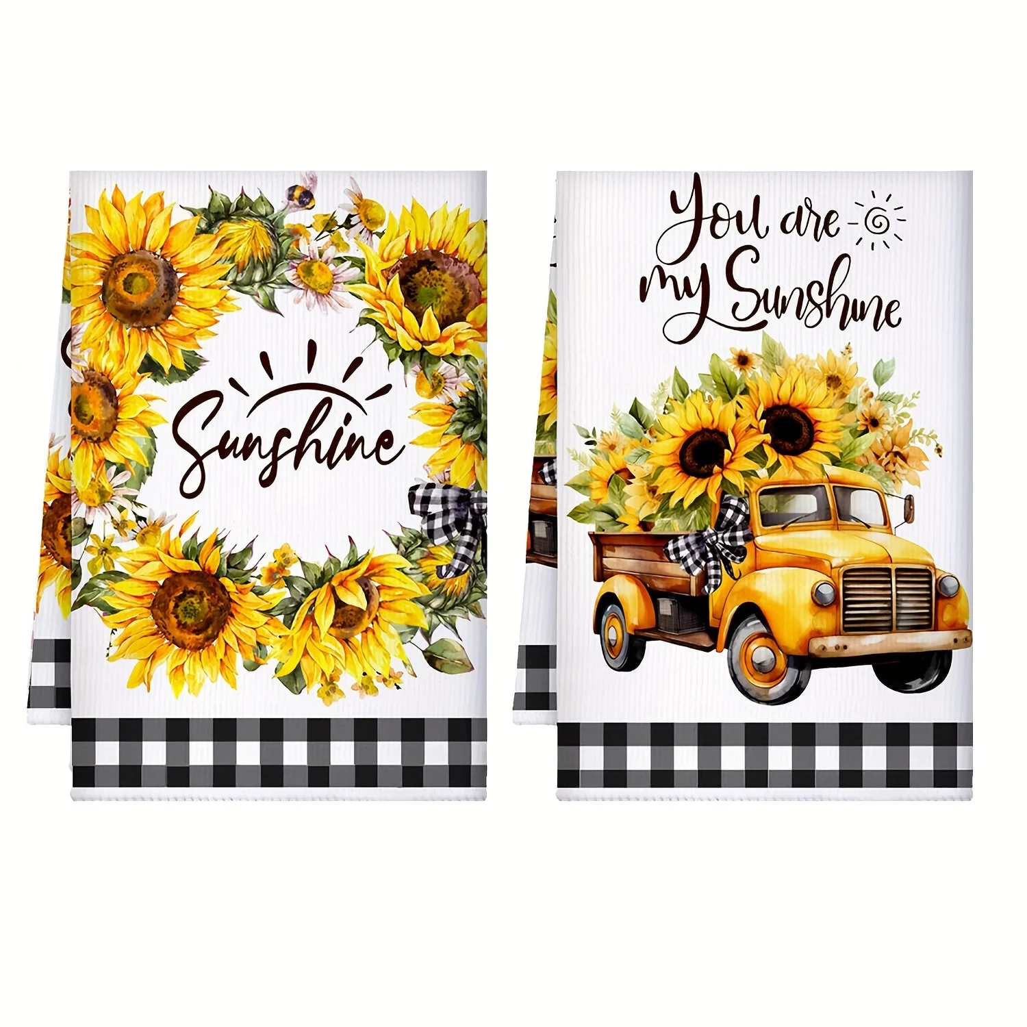 2pcs sunflower scouring pad, kitchen sunshine sunflower dish towel, kitchen decoration tea towel absorbent dishcloth hand towel