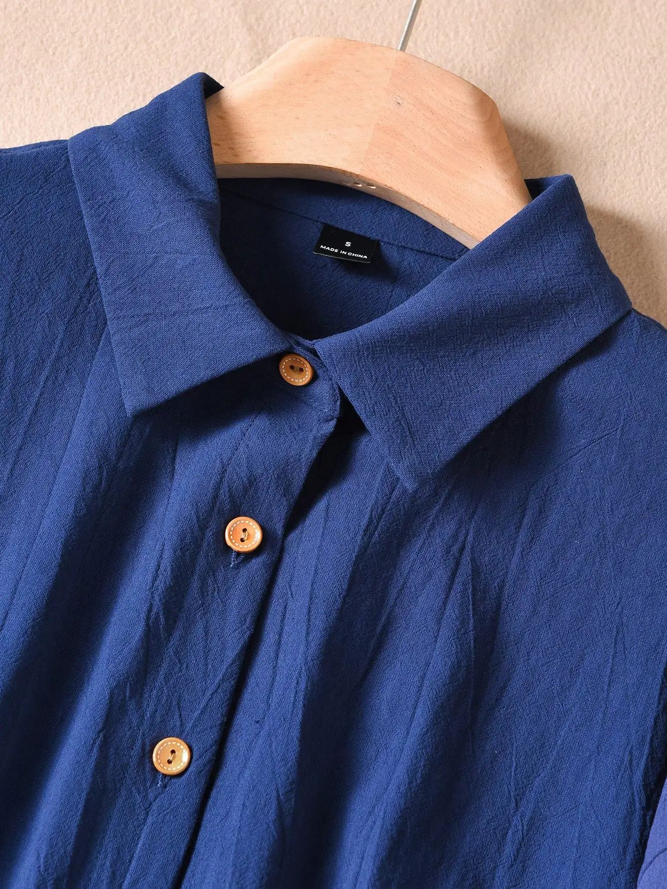 

Темно-синий женский хлопковый комплект из 2 предметов: рубашка с длинным рукавом и платье на бретелях, повседневный наряд для весны и лета