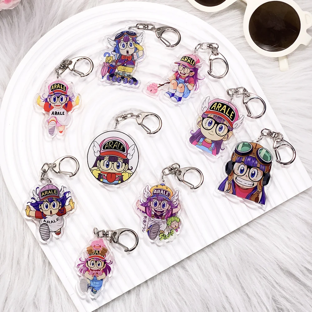 1/9 Piezas de Llaveros de Acrílico con Personajes de Anime Arale, Accesorios Divertidos para Bolsos, Colgantes para Mochilas, Regalos para Amigos