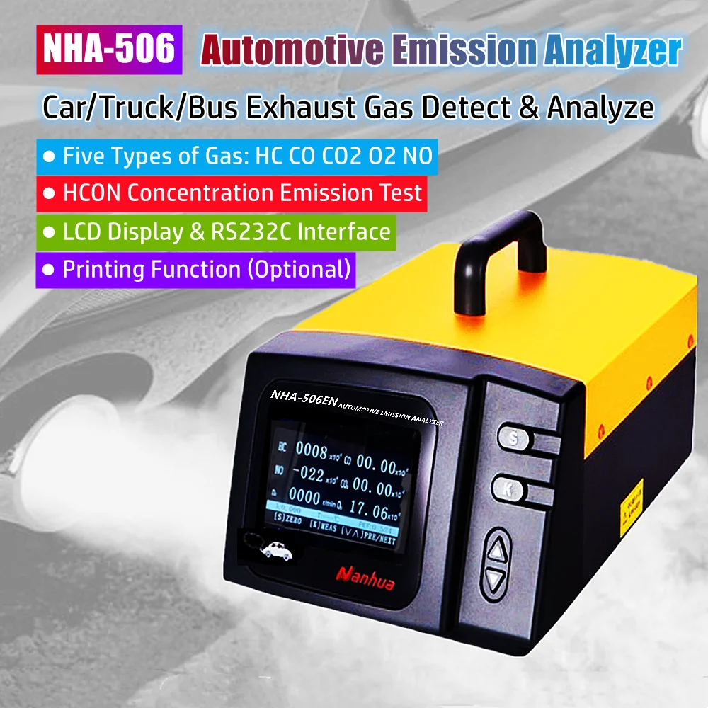 NHA-506 analizzatore di scarico automobilistico Car Truck Bus HC CO CO2 O2 nessun Tester di emissione rilevatore di concentrazione HCON di scarico