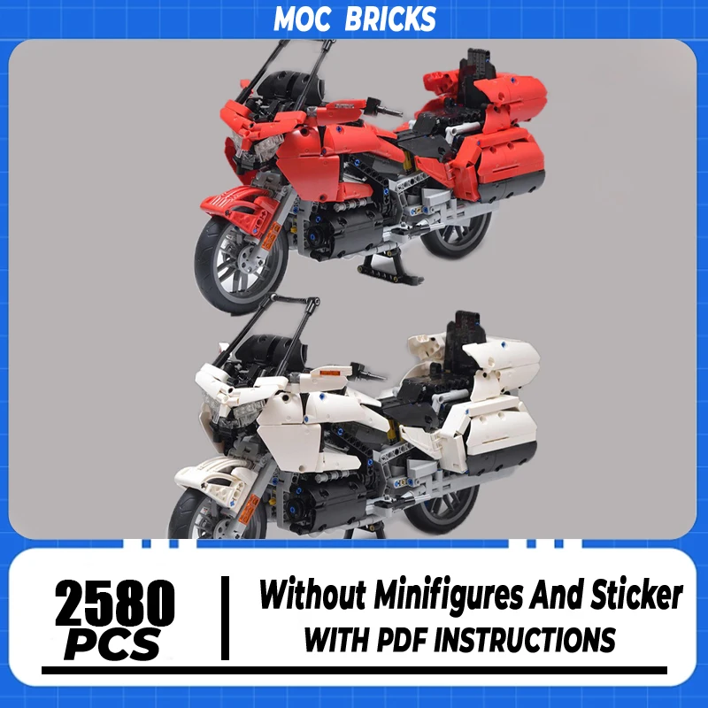 Urban Vehicle Model Moc Building Bricks GL1800 (1:7) Red Motorcycle Technology Modular Blocks Gifts Christmas Toys DIY Assembly