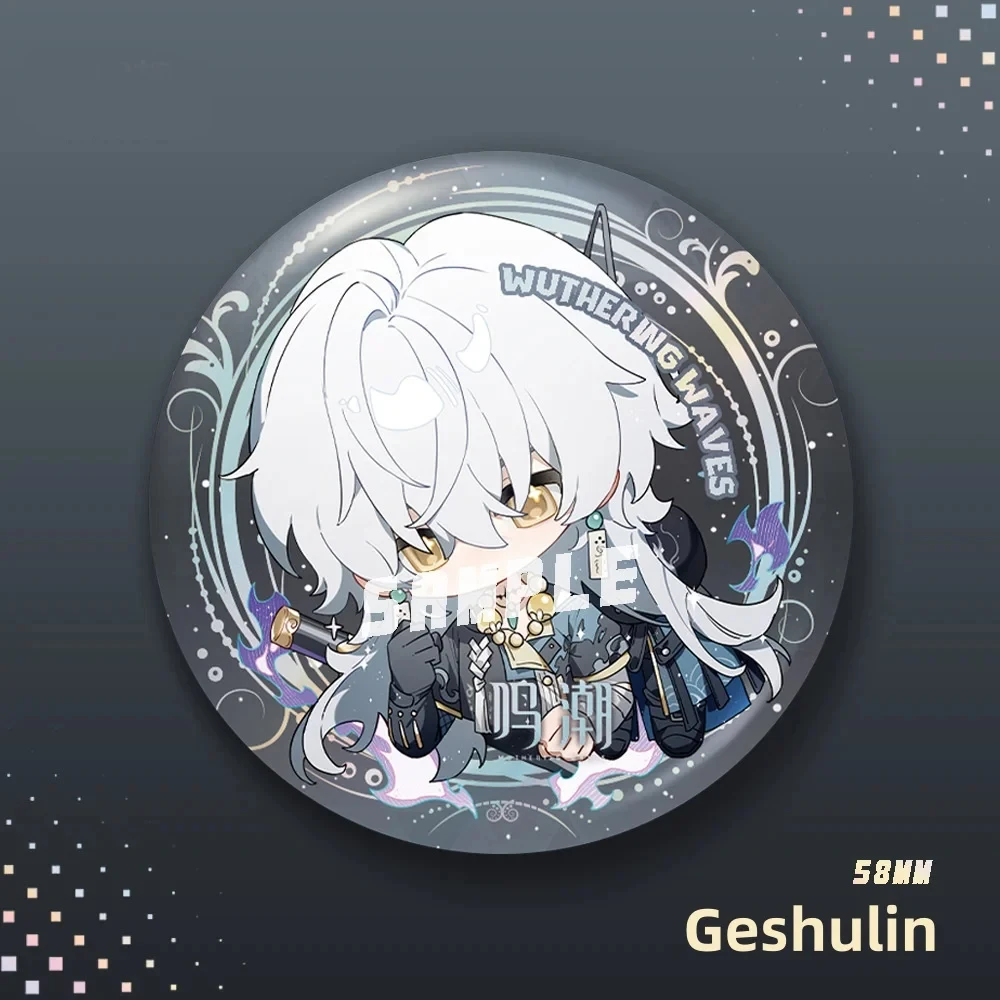 New Wuthering Waves Laser Badge Scar Jinhsi Yinlin Camellya Rover Cute Cartoon Anime Pin Double-Flash Brooch Game Gift