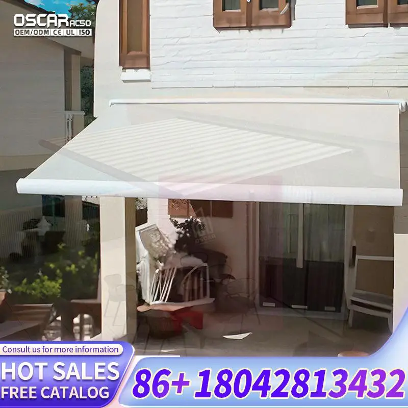 

Folding Outdoor Wall Mounted Retractable Sun Shade Motorized Full Cassette Awning for Garage Outdoor Patio Balcony Retractable A