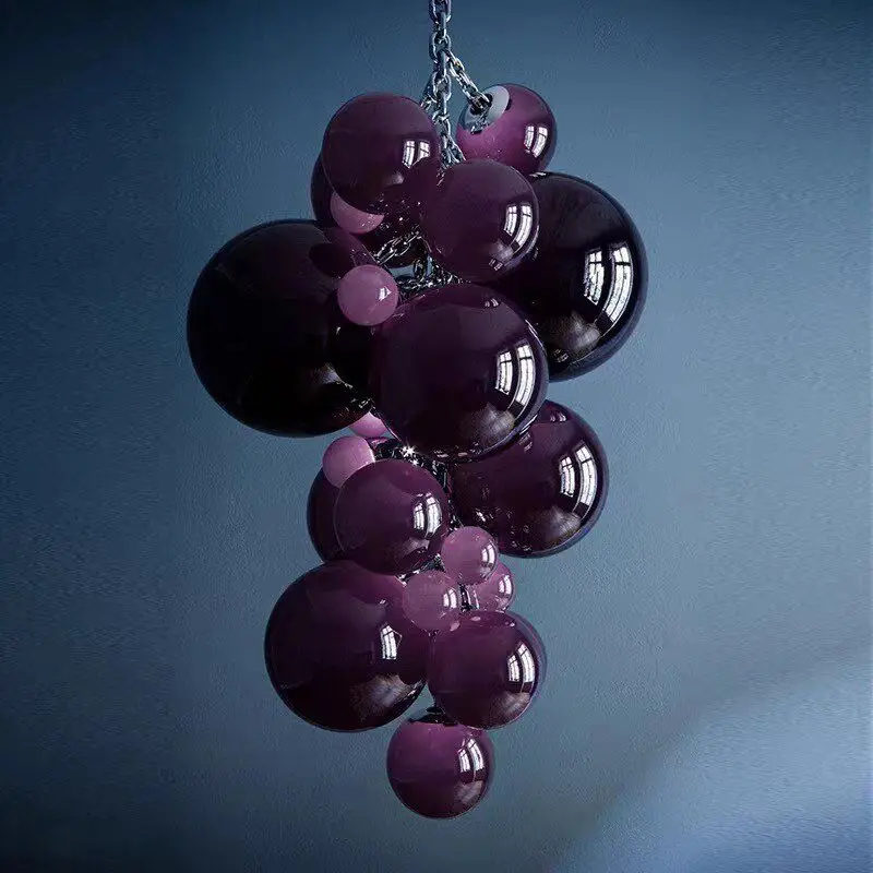Glass Grape Ball Elegant Big Chandeliers For Ceiling Luxury Top Multiple Large Orange Hanging Lamps for Villa Hotel Decoration
