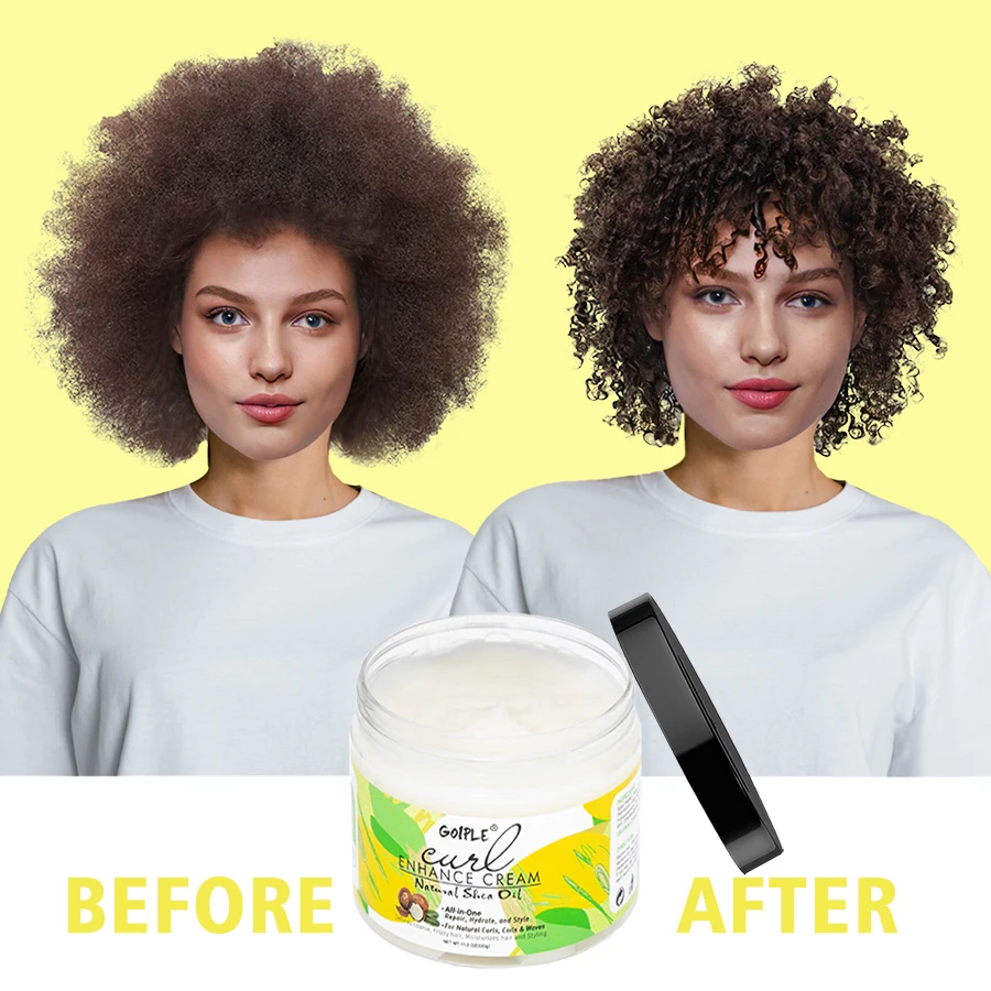 GOIPLE 100g Natural Shea Oil Curl Enhance Cream With Coconut Oil Moisturizer Define Curling Repair Hydrate Styling Curly Hair