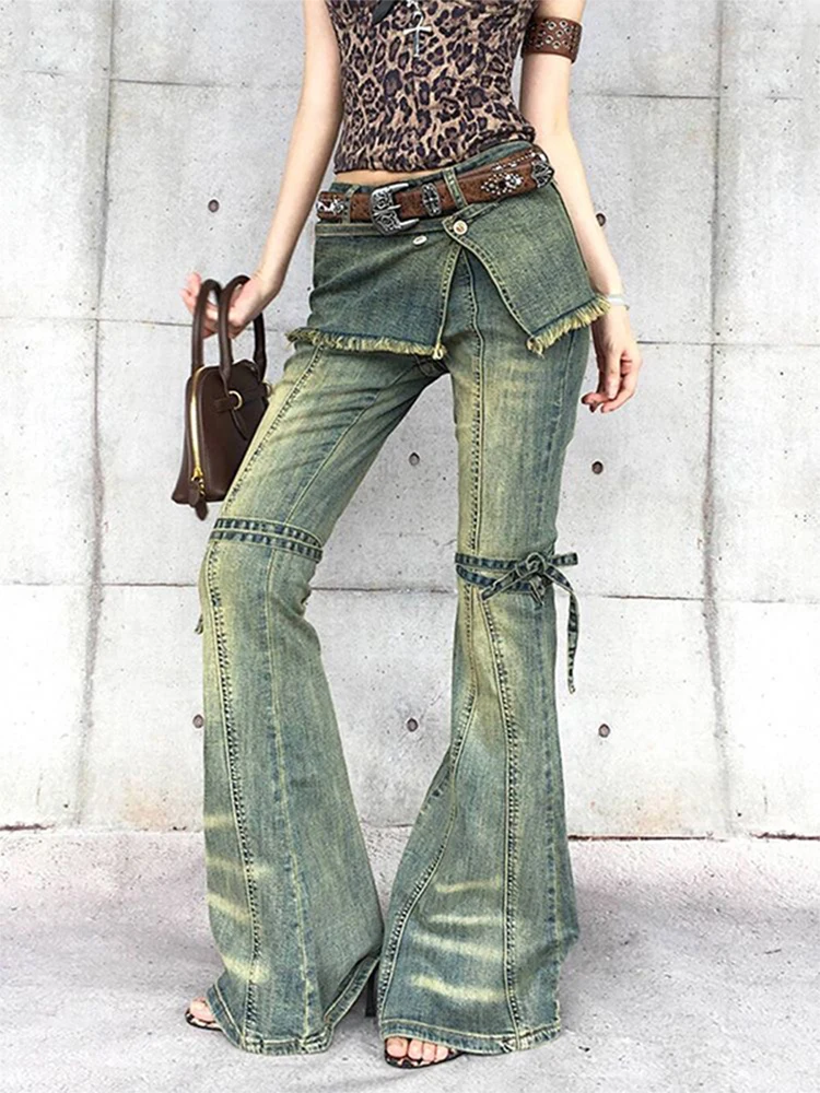 

Черно-серые женские джинсы с высокой талией, модные американские камуфляжные Y2K, уличная одежда, шикарные новые широкие джинсы, женские брюки, мешковатые джинсы