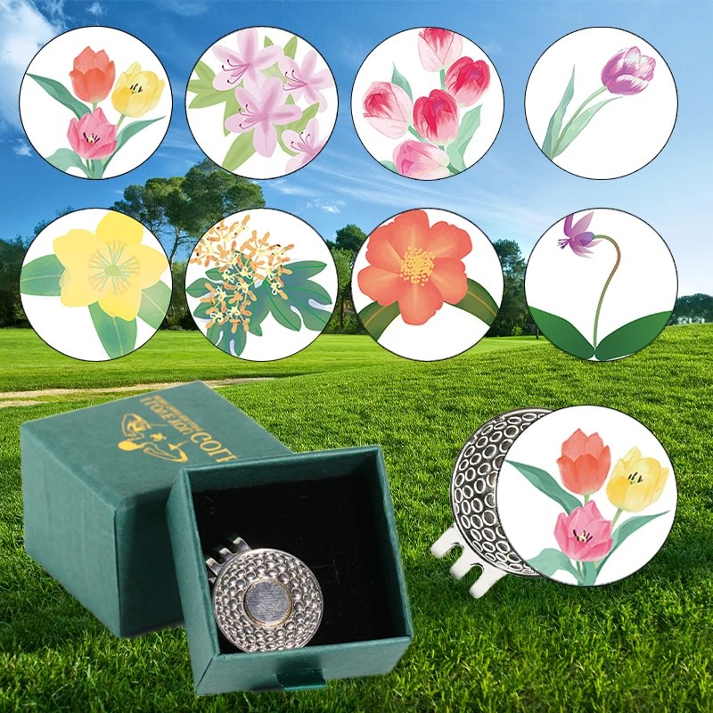 golf cap clip marker，Women's jewelry decoration，Romantic flowers, cherry blossoms，gift box，A novel birthday gift，ball marker