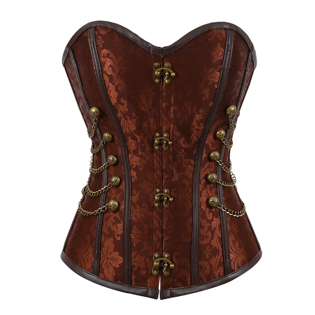Womens Corset Steampunk Corsets for Women Faux Leather Bustier Gothic Punk Corsage Steel Boned Overbust Party Outfits Plus Size