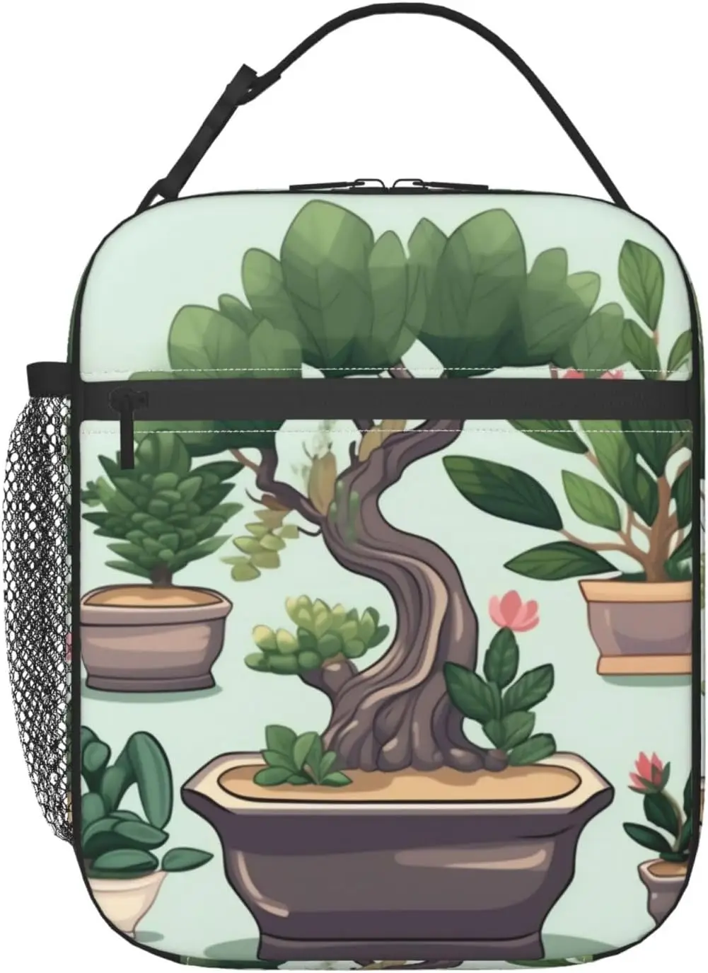 

Plant Printed Lunch Bag For Women Men,Insulated Lunch Box,Reusable Lunch Bag,Portable Lunchbox For Work Picnic, Black