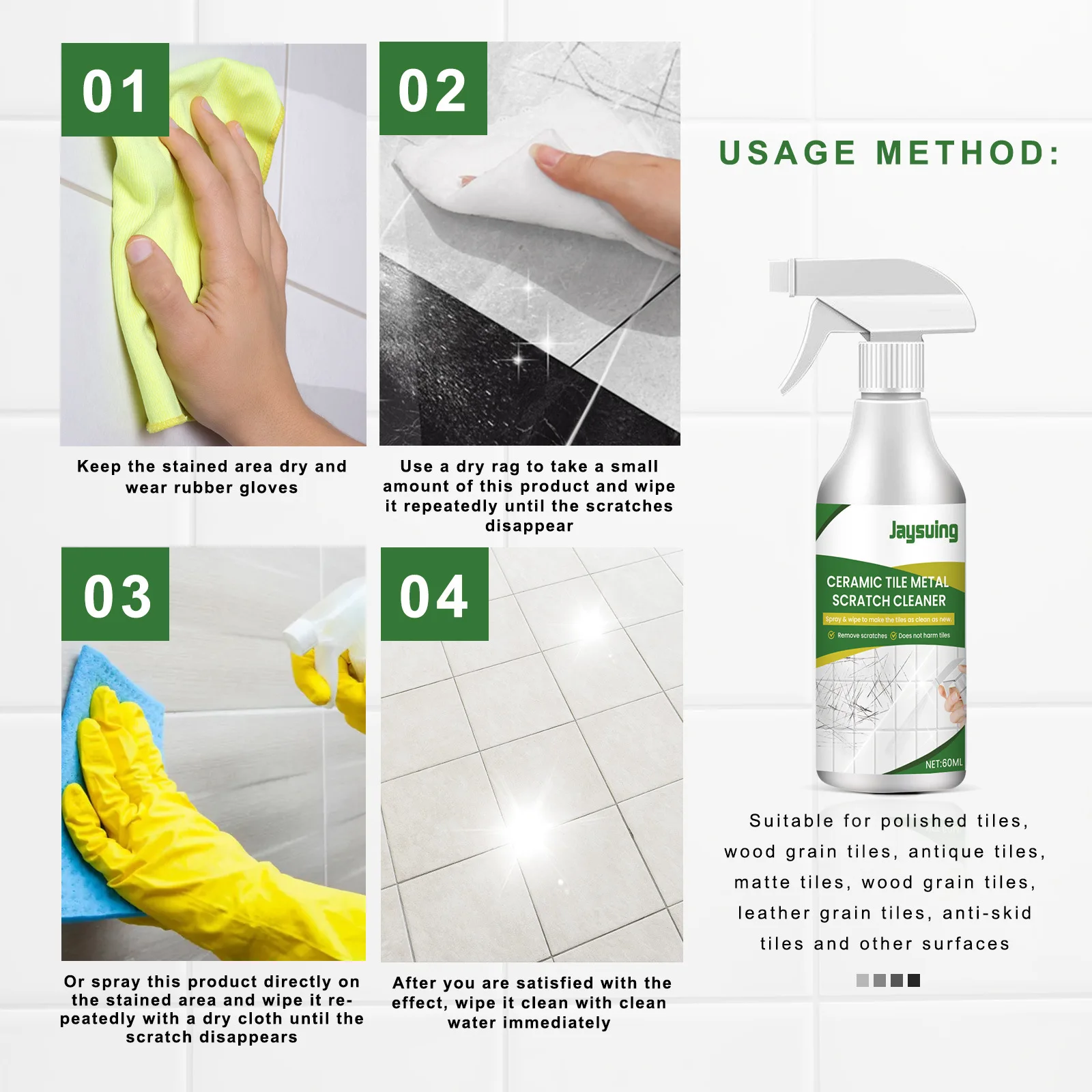 Ceramic Tile Scratch Remover Marble Scratch Repair Agents Powerful Decontamination Floor Cleaner Tile Brightening Cleaning Tools