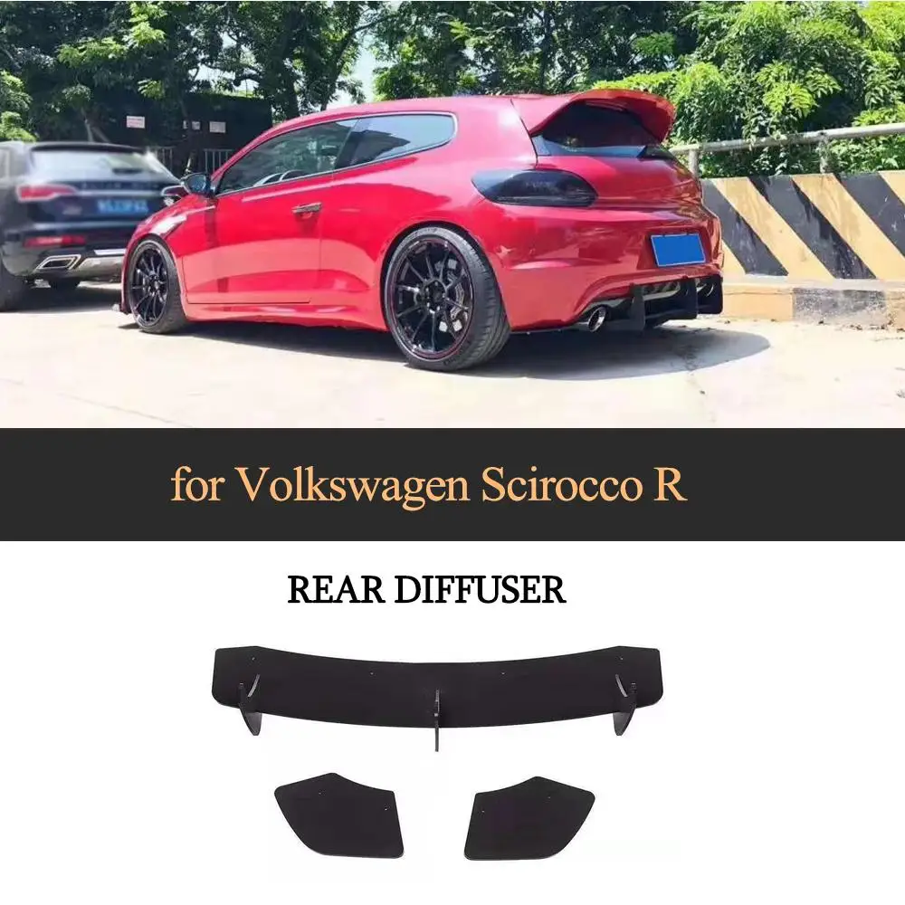 Matte Black Car Rear Bumper Diffuser Splitters For VW Scirocco 2015 2016 Rear Diffuser Lip With Splitters Non R