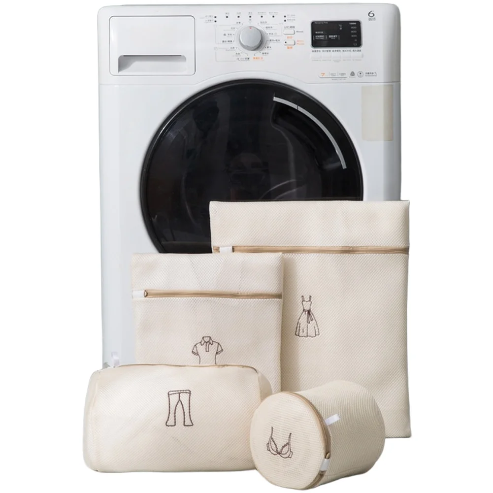 Double Layer Laundry Bag Set for Delicates with Tightly Woven Polyester Mesh and Zinc Alloy Zipper 4 or 6 Piece