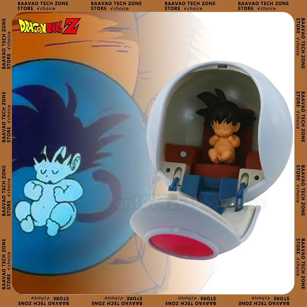 Dragon ball świecący Super Saiyan kapsuła kosmiczna Model dekoracji statku kosmicznego Goku ozdoby na biurko kolekcje zabawki prezenty dla dzieci