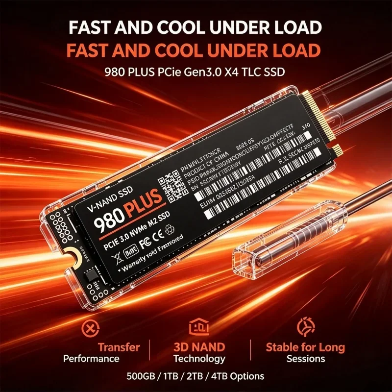 980 PLUS Internal M.2 NVMe 2280 SSD Fast Read Write Solid State Drive 500GB 1TB 2TB 4TB Upgrade For Gaming PC Desktop Laptop