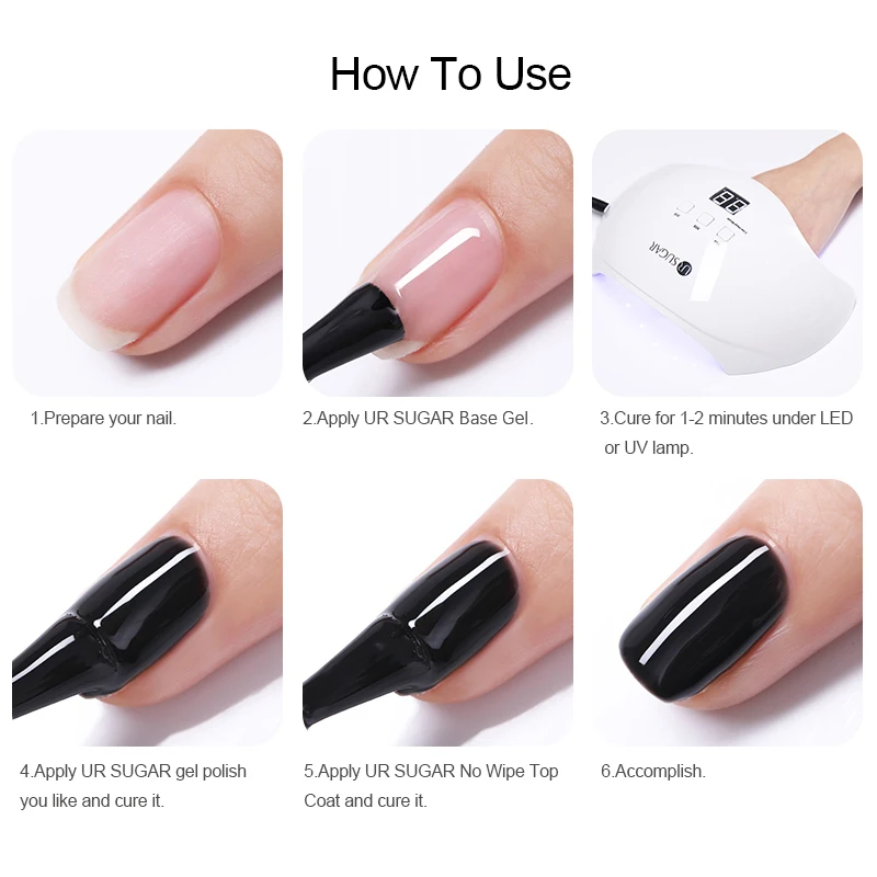 UR SUGAR 7.5ml Base Gel and Top Coat Nail Polish UV Gel Varnish Nail Gel Polish DIY Nail Art Design Manicure Tool