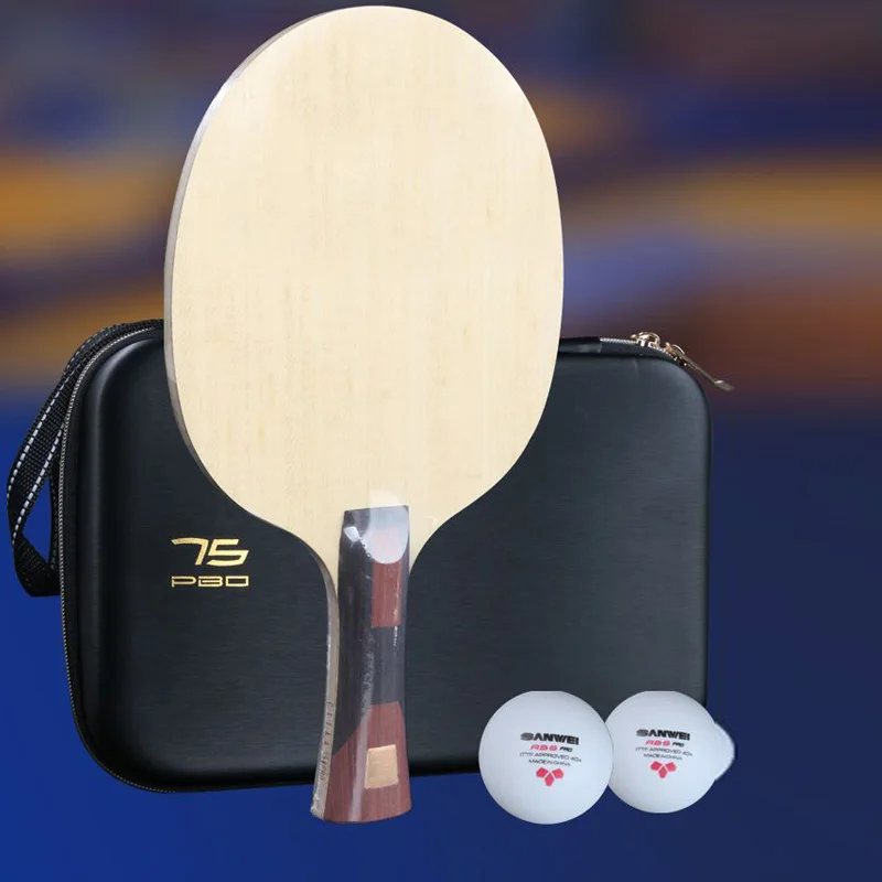 SANWEI SUPER 75 PBO Carbon Table Tennis Blade with Premium Racket Case Golden 75 PRO GOLD Ping Pong Bat Paddle