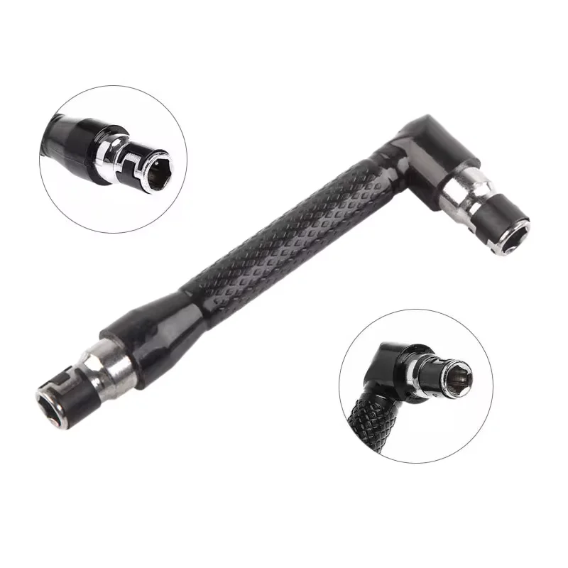 L type 1/4 hexagon screwdriver bit 90 ° double-end handle black 6.35mm wrench tool