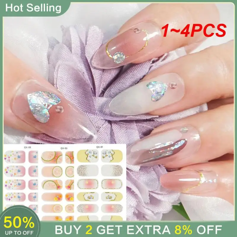 1~4PCS Flower Nail Stickers No Bake Light And Breathable Nail Stickers Nail Art Gel Manicure Stickers Gel High-quality Materials