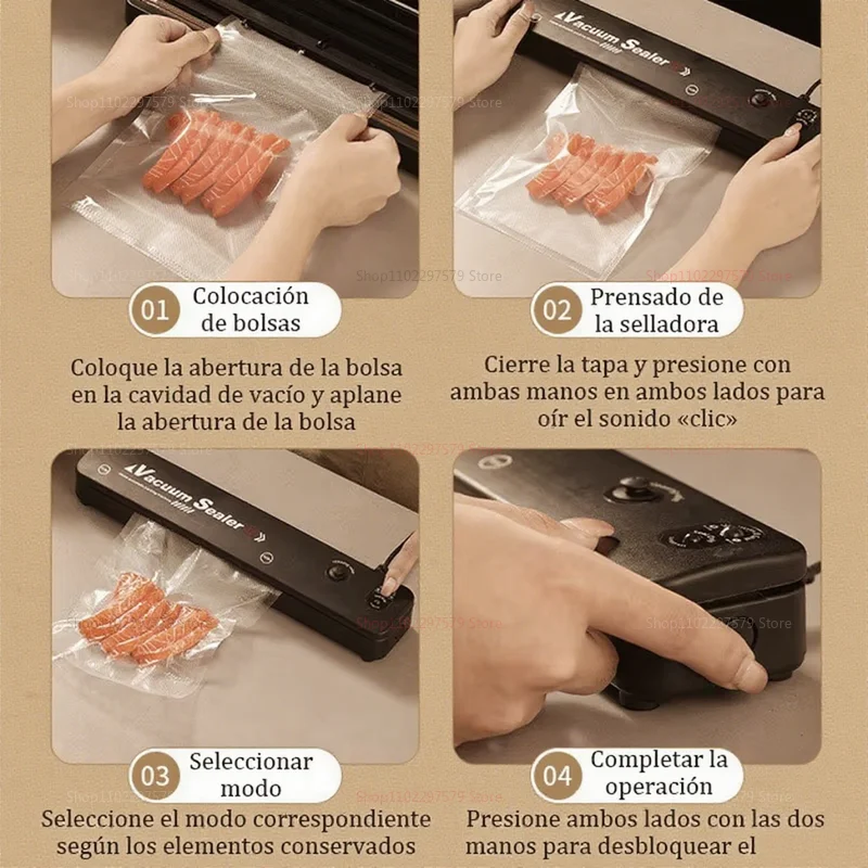 ماكينة ختم الطعام الأوتوماتيكية الجديدة مع أكياس مكنسة كهربائية محمولة للمطبخ موفر للطعام 220 فولت مانعات تسرب مدمجة للنضارة 2025