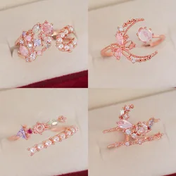 South Korea Fashion New Moon Simple Open Ring Sweet Pearl Flower Elegant Ring Women Jewelry