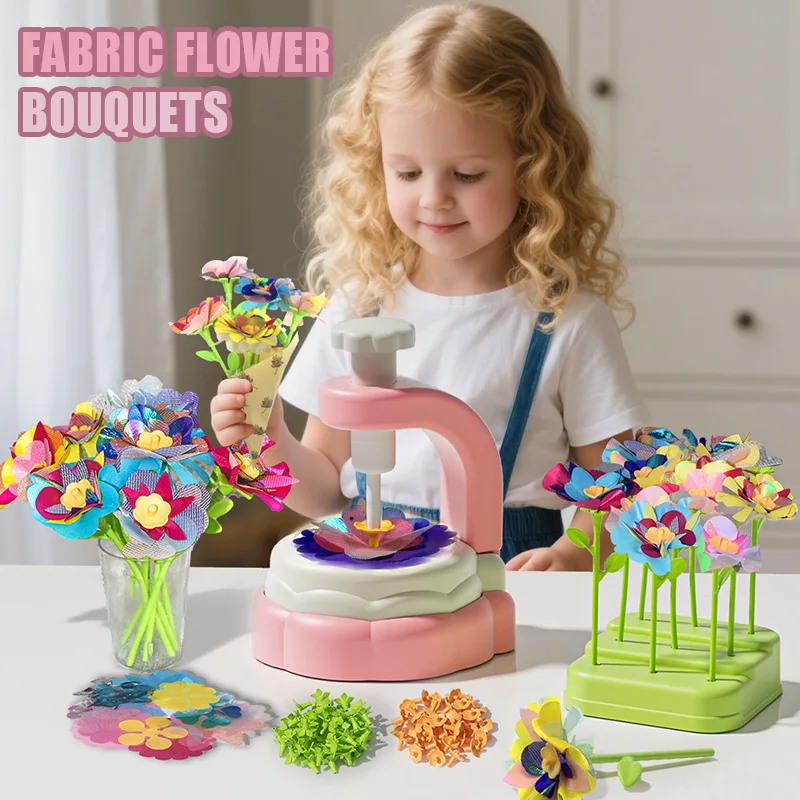 Fabric Flower Bouquets Toys DIY Craft Kits Toys for Kids Handmade Flowers Market Toy Girls Christmas Birthday Christmas Gifts