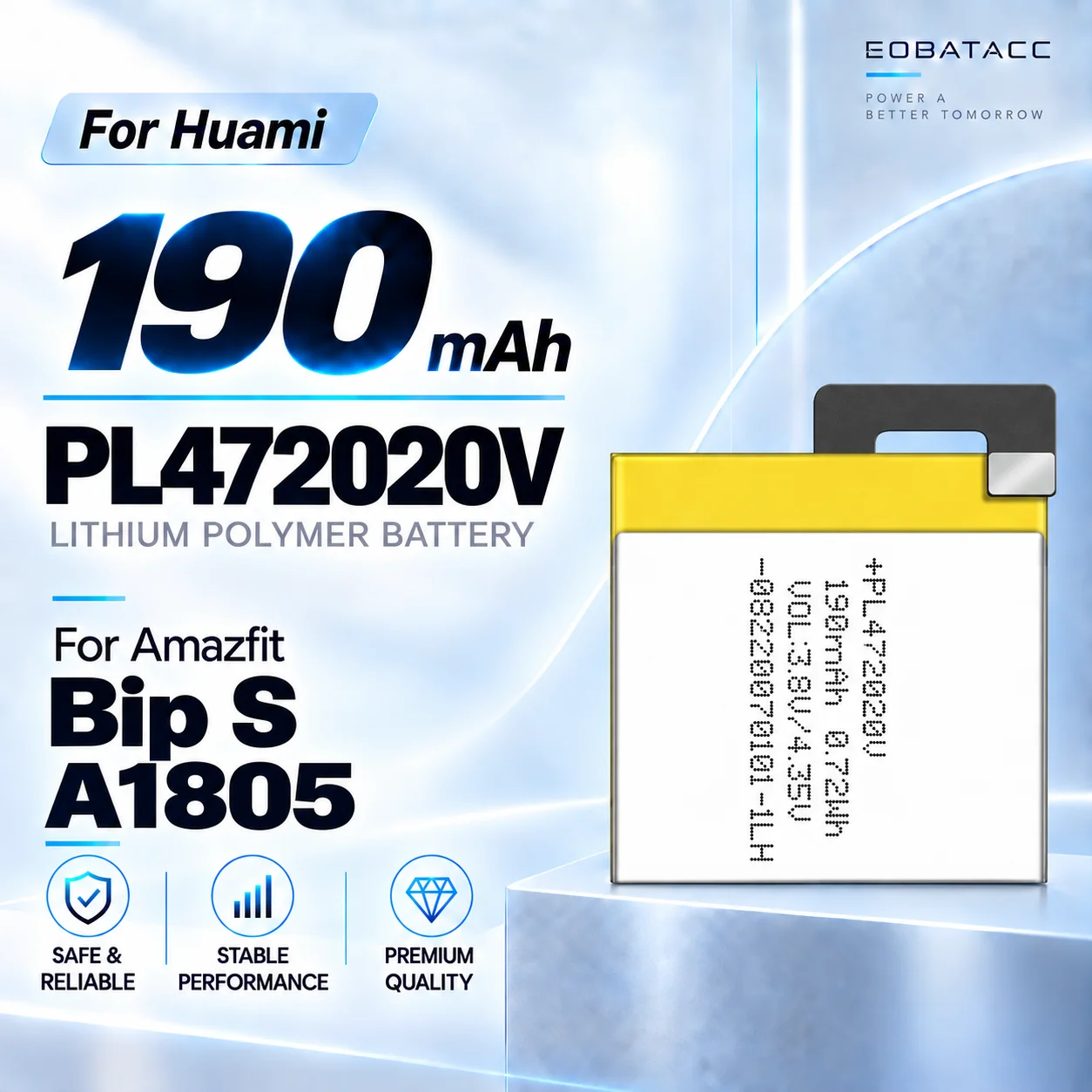 New PL472020V 190mAh Replacement Battery For Huami Amazfit Bip S A1805 Smartwatch Long-lasting +Free Tools