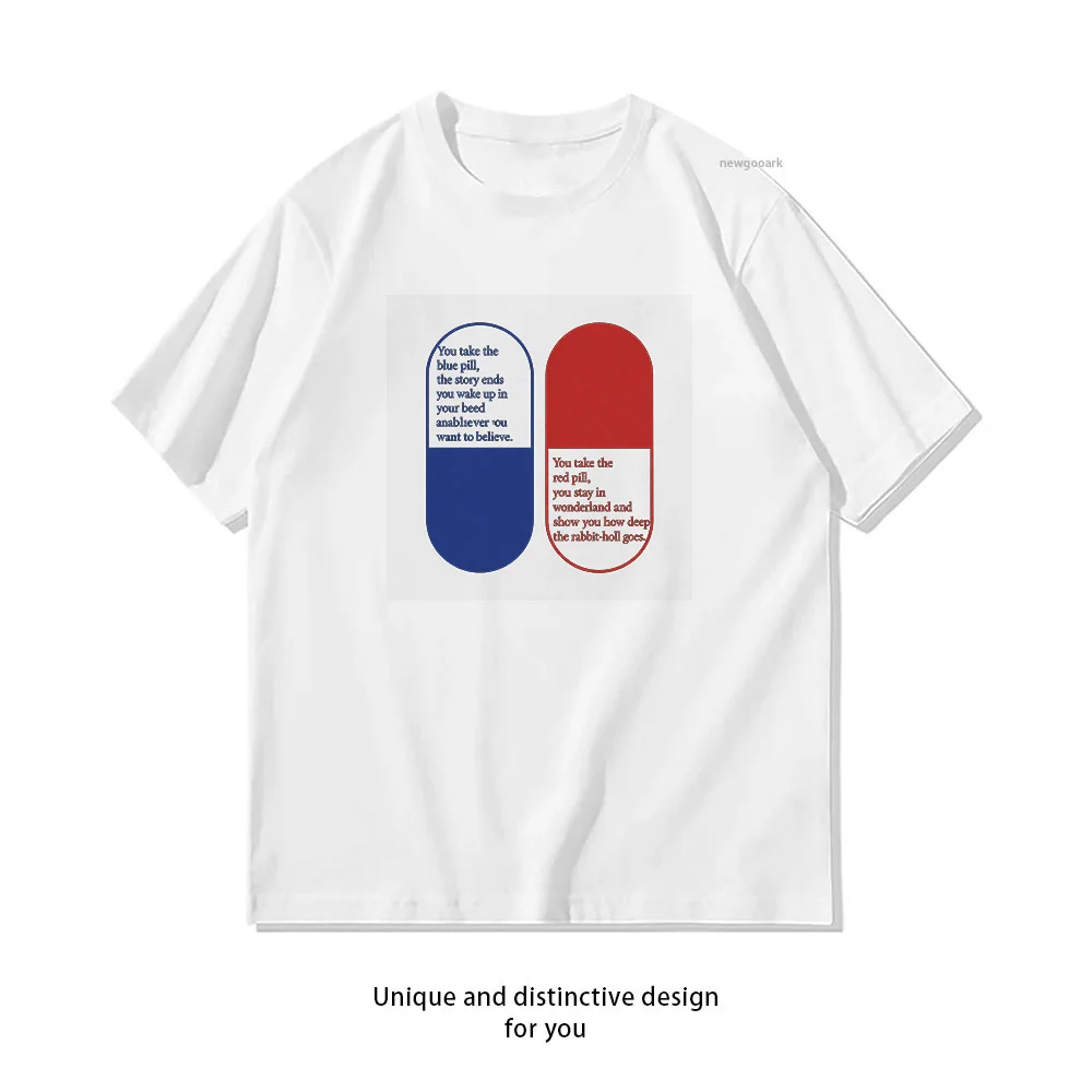 Camiseta con diseño de píldora azul y píldora roja, opción Matrix Choice, camiseta informal de algodón de manga corta para hombres y mujeres