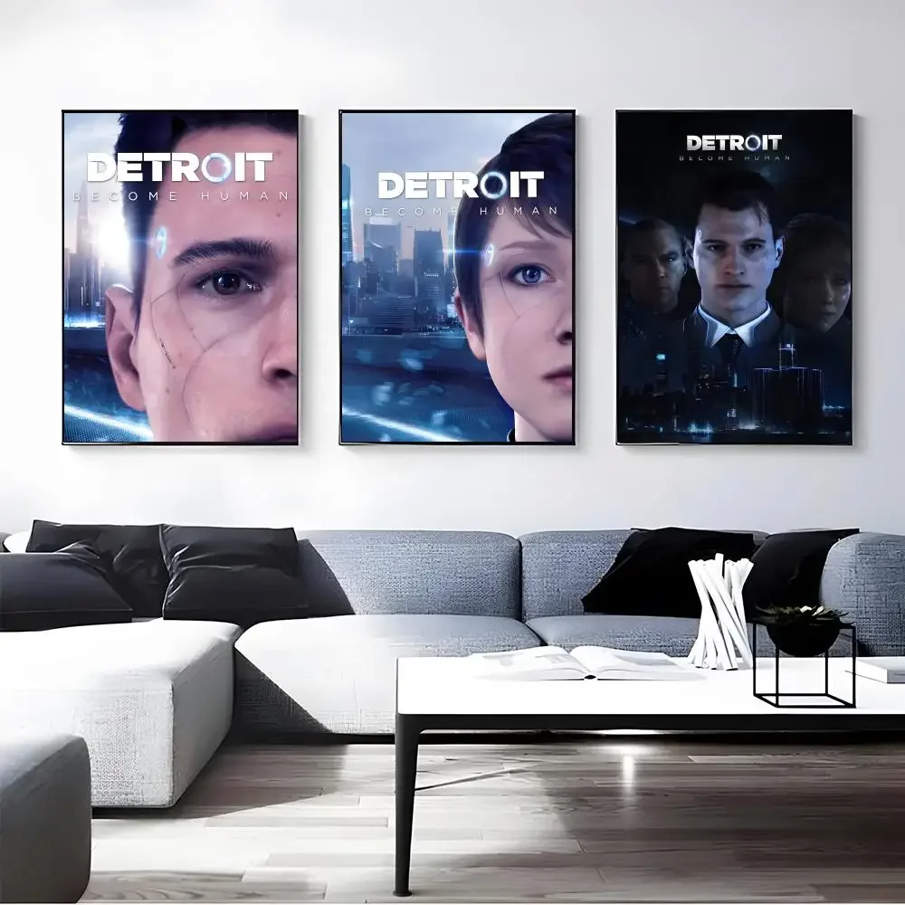 Game Detroit Become Human Poster Self-adhesive Art Waterproof Paper Sticker Coffee House Bar Room Wall Decor