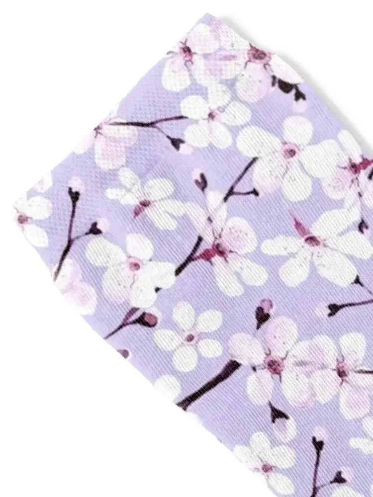 Cherry Blossom on grey/ lavender Socks hip hop new in's Men Socks Luxury Brand Women's