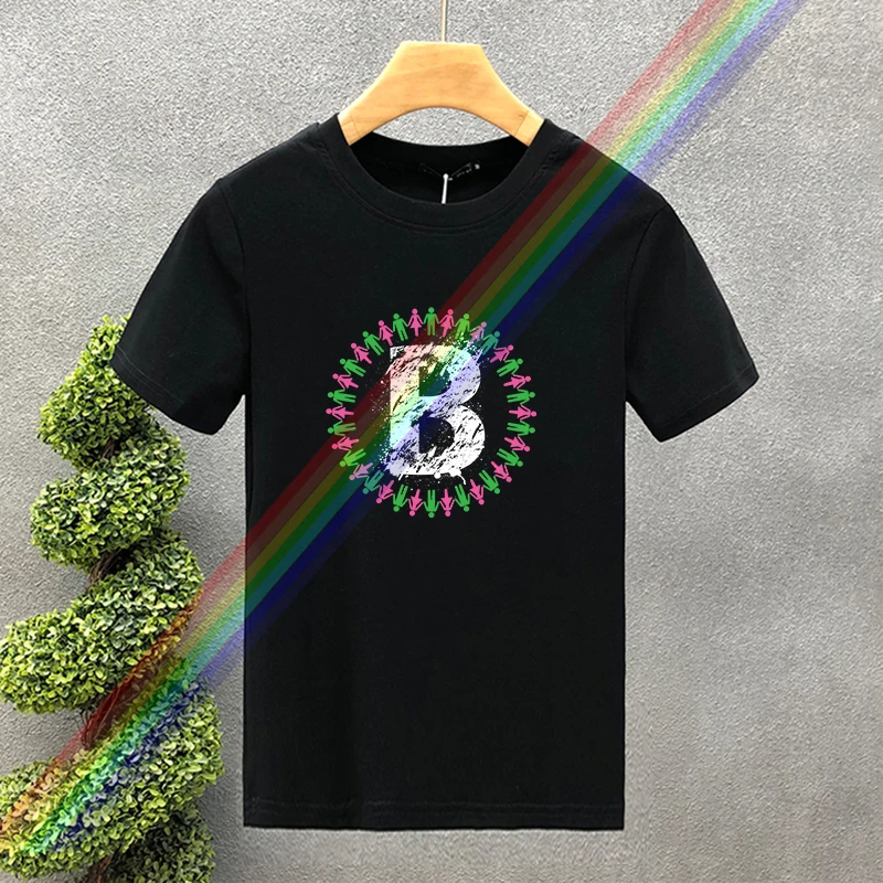 

Новые высококачественные роскошные хлопковые футболки с принтом B, весна-лето 2026, женская футболка с коротким рукавом в стиле Харадзюку