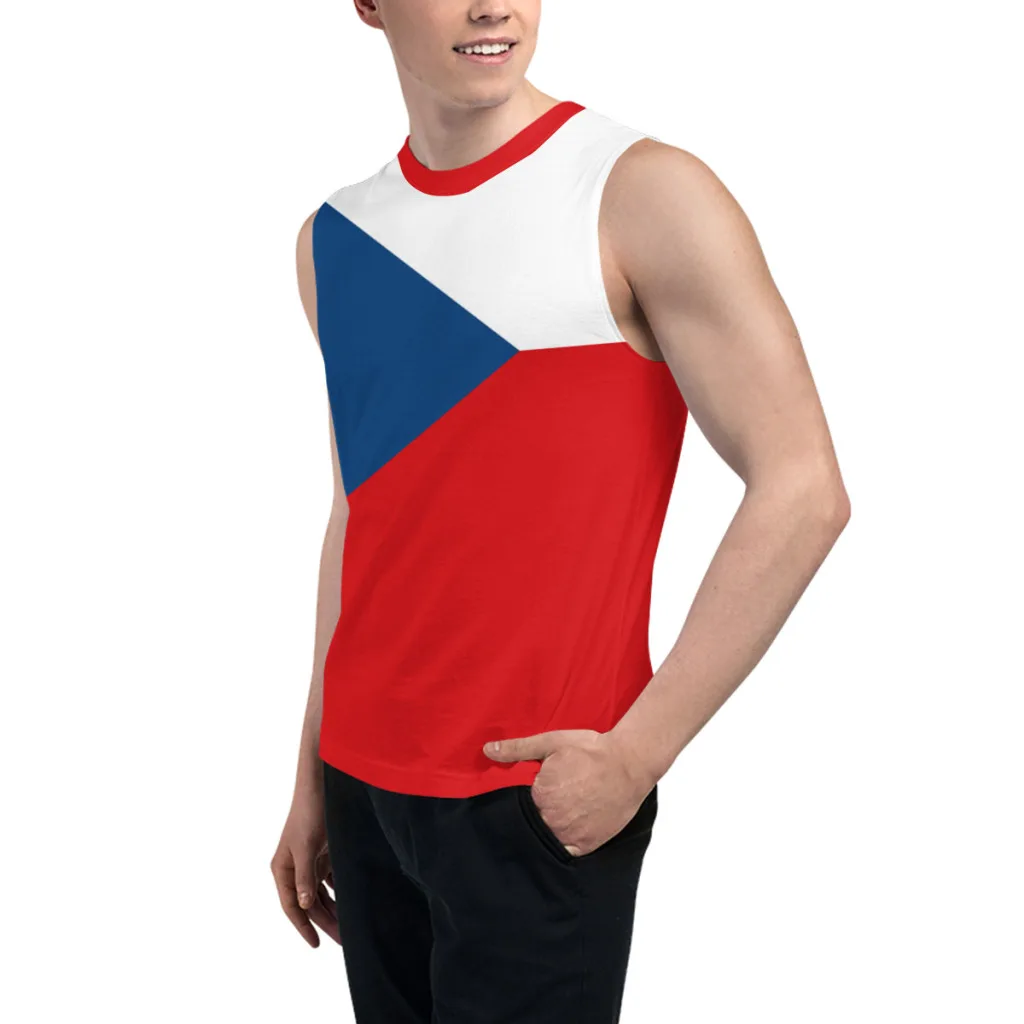 Sleeveless T-shirt Czech Republic Flag 3D Men's Boys Tshirt Gyms Tank Tops Fitness Joggers Basketball Training Vest
