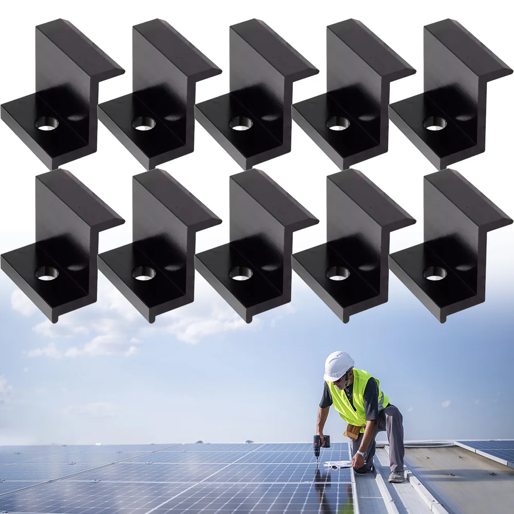 10pcs PV Solar Panel Mount End Clamp Aluminum Alloy For 30mm,32mm,35mm,40mm Frame Corrosion Resistance PV Solar End Clamp