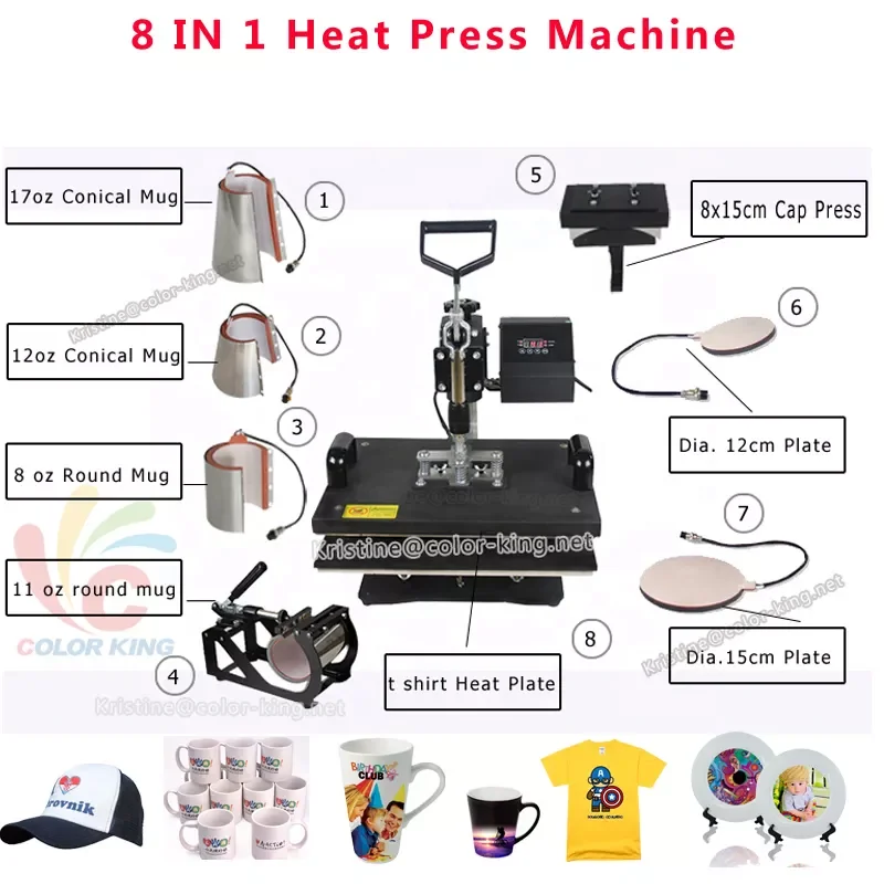 T Shirt Printing Machine 8 In 1 - 8-в-1 комбинированный сублимационный термопресс, многофункциональный принтер