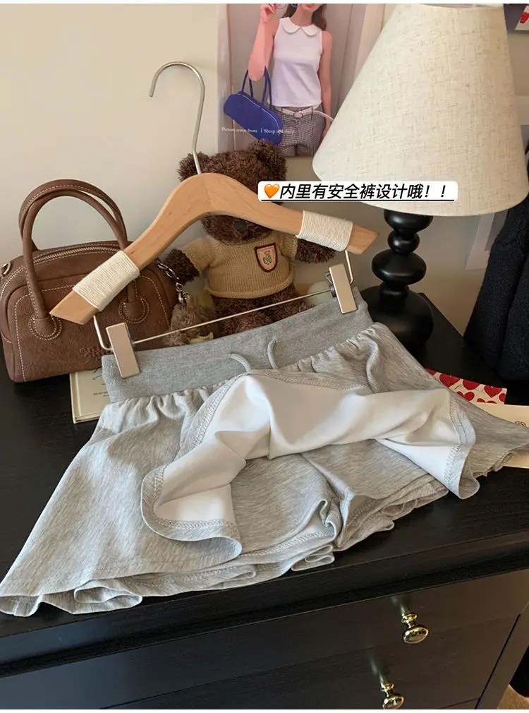 Culottes เอวยางยืด A-Word กระโปรงลําลองห่อสะโพกสําหรับผู้หญิง 2025 กระโปรงกีฬาใหม่