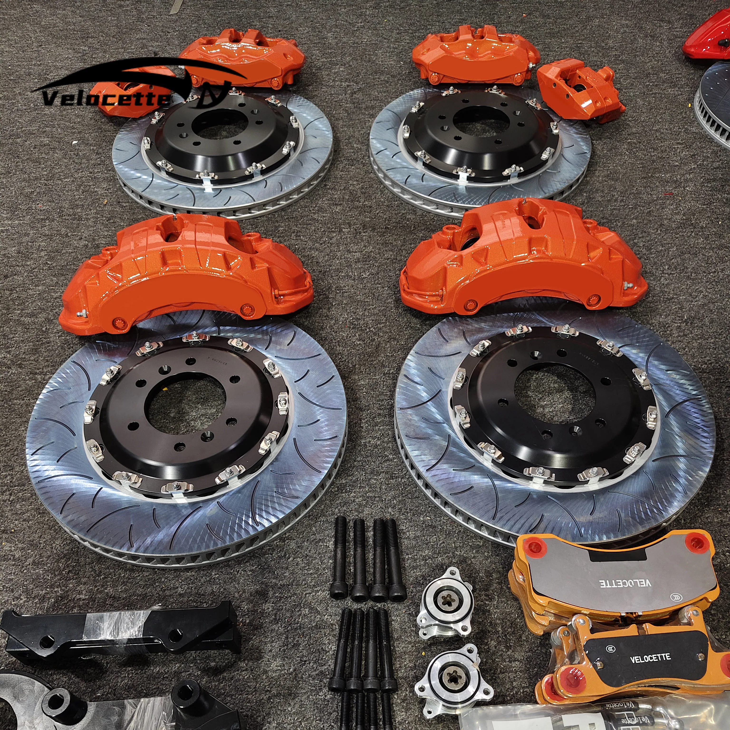 Performance Brake Kit Big 6 Pot Front 410 Rotor Rear 400 Rotor Customizable Color Style logo for tank 300
