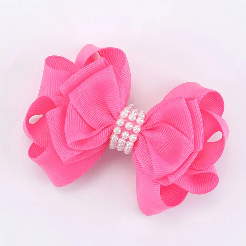 Sweet Ribbon Bowknot Hairpins Boutique Pearl Hair Bow Clips For Litter Girls Handmade Hairgrips Headwear Kids Hair Accessories