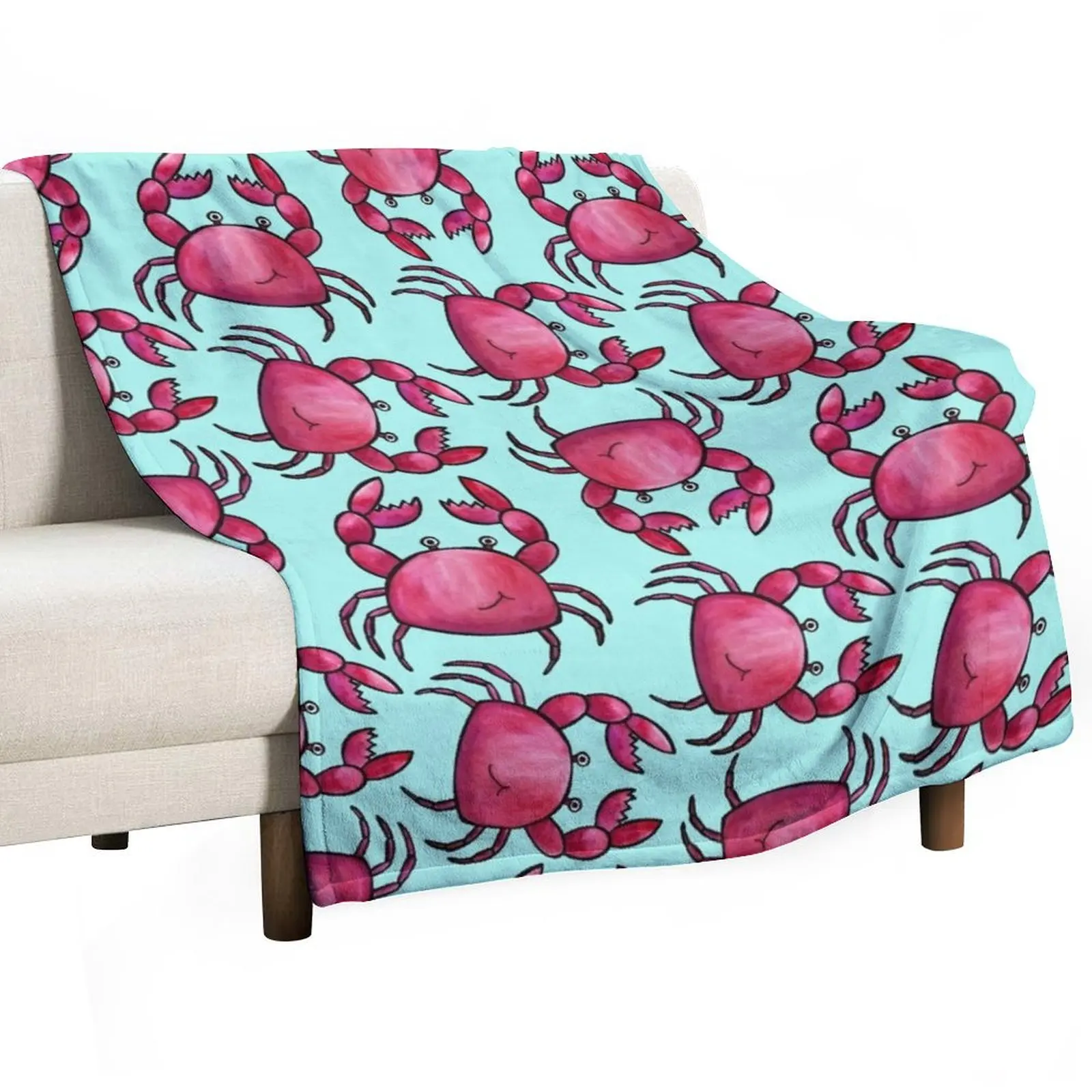 

Watercolor Crab Print Throw Blanket Luxury Thicken Fluffy Shaggy Quilt Blankets