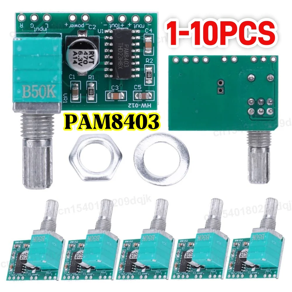 1-10 قطعة PAM8403 مضخم الصوت الرقمي مجلس 5 فولت مكبر كهربائي مجلس 3 واط * 2 مع التحكم في مستوى الصوت USB الطاقة