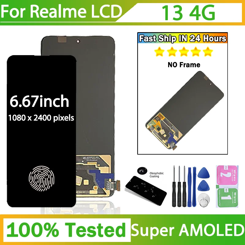 667インチamoled-oppo-realme-13-4g用lcdディスプレイスクリーンタッチパネルデジタイザーrealme13-4gスクリーン交換修理部品