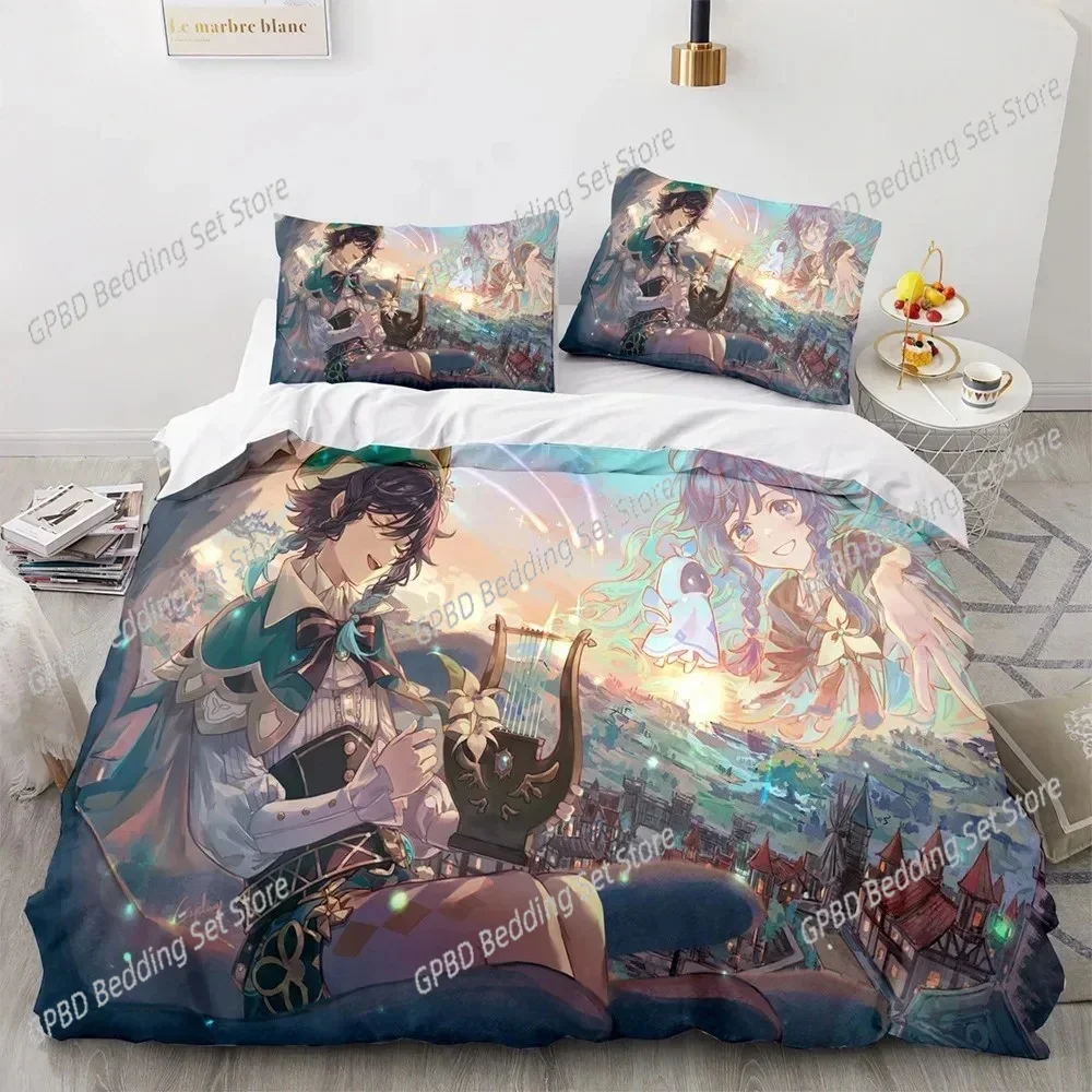 Game Genshin Impact Kamisato Ayaka 3D NEW Duvet Cover Pillowcase Bedding Set Adult Boy Girl Bedroom Children Single Double Large