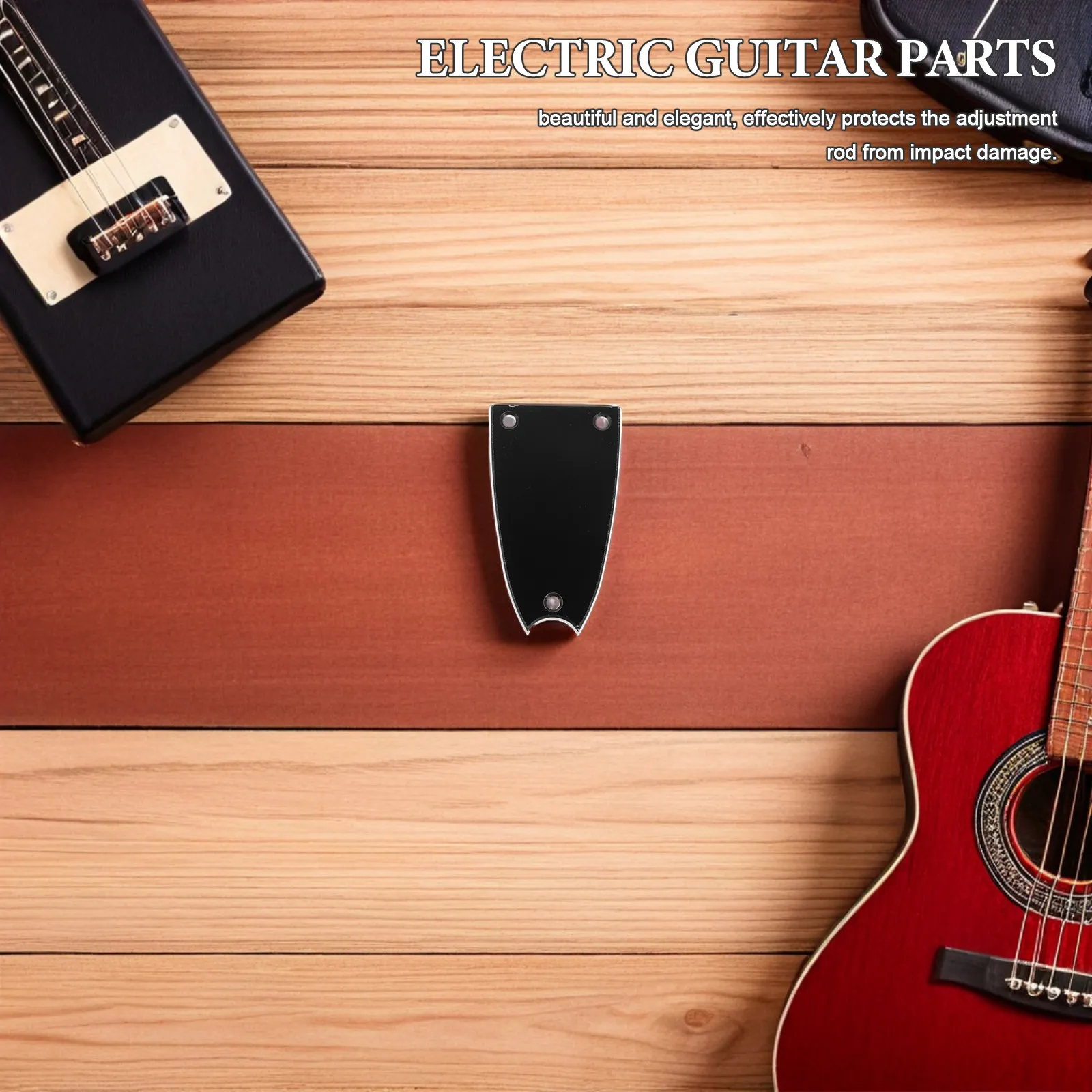 5Pcs Bell Shape Metal Truss Rod Cover Plate for Electric Guitar Bass 3-Hole Headstock Neck Guard Iron Tuning